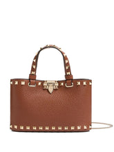 Valentino Garavani Rockstud Grainy Calfskin Mini Clutch Bag Leather Brown