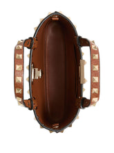 Valentino Garavani Rockstud Grainy Calfskin Mini Clutch Bag Leather Brown