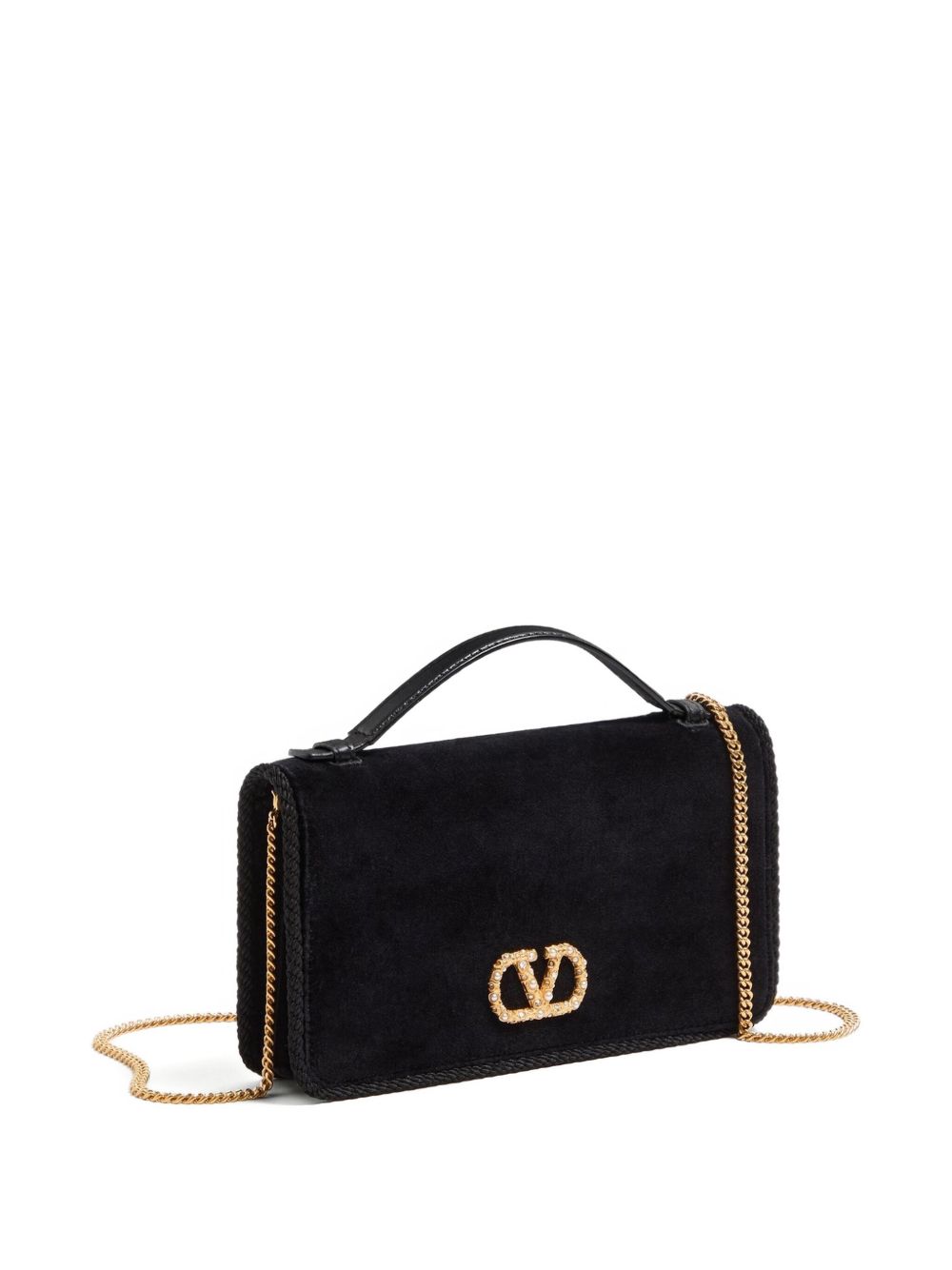 Valentino Garavani VLogo Signature Velvet Chain Wallet Black