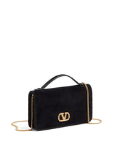 Valentino Garavani VLogo Signature Velvet Chain Wallet Black