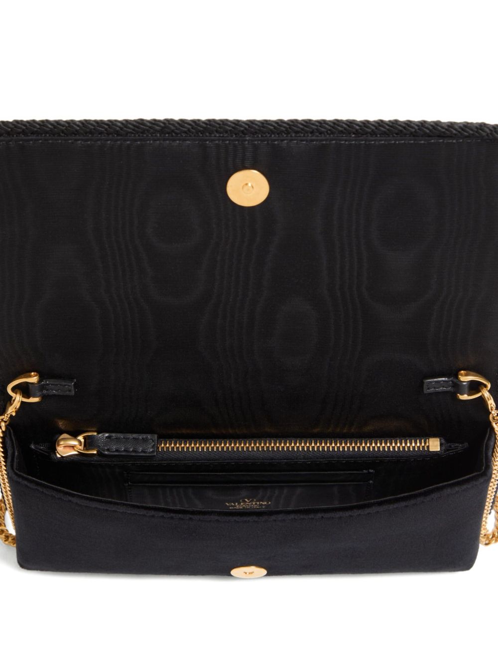 Valentino Garavani VLogo Signature Velvet Chain Wallet Black
