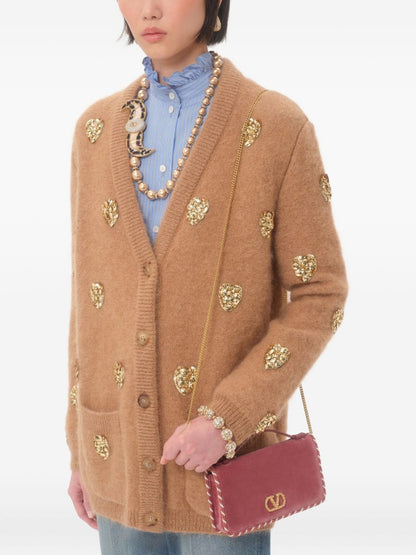 Valentino Garavani VLogo Signature Velvet Wallet on Chain Clutch Powder