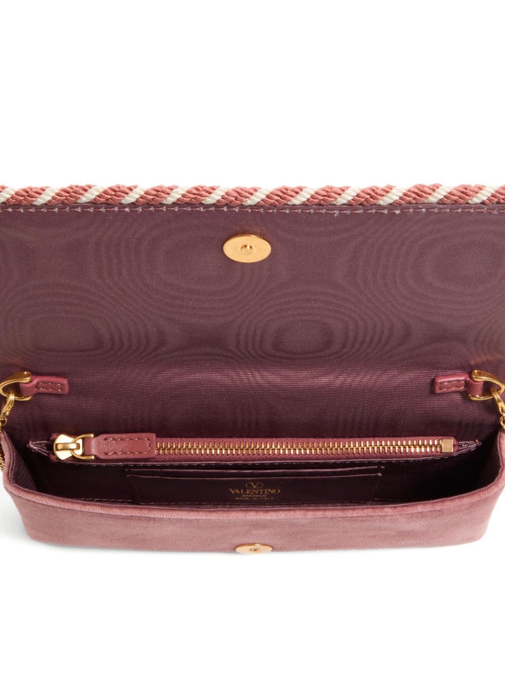 Valentino Garavani VLogo Signature Velvet Wallet on Chain Clutch Powder