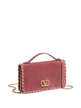 Valentino Garavani VLogo Signature Velvet Wallet on Chain Clutch Powder