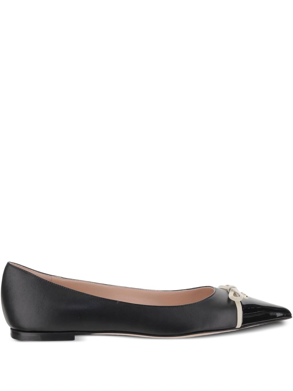 Valentino Garavani VLogo Signature Bepointy Pointed-Toe Calf Leather Ballet Flats Black