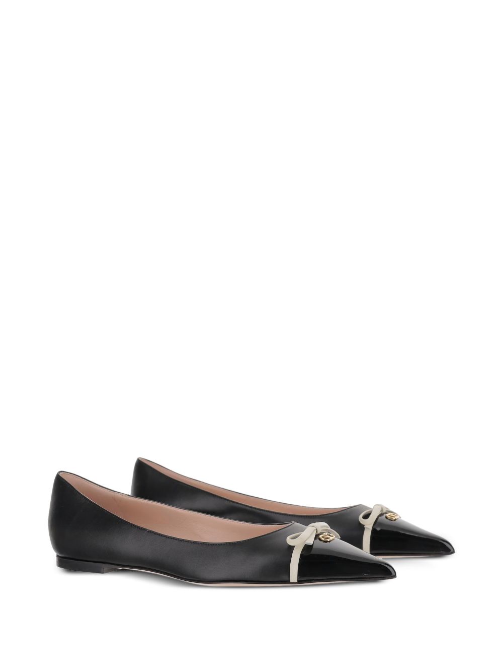 Valentino Garavani VLogo Signature Bepointy Pointed-Toe Calf Leather Ballet Flats Black