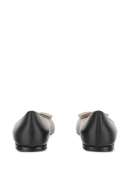 Valentino Garavani VLogo Signature Bepointy Pointed-Toe Calf Leather Ballet Flats Black
