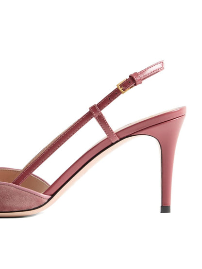 Valentino Garavani VLogo Signature Velvet Slingback Pumps With Heel Powder