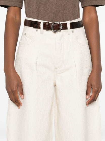 JACQUEMUS Le De-Nimes Ovalo Pleated High-Waist Tapered Jeans White White