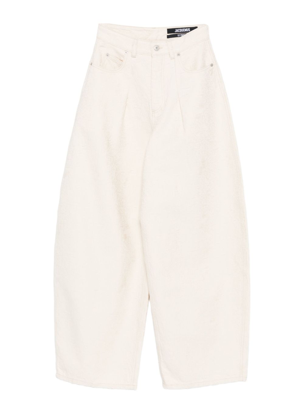 JACQUEMUS Le De-Nimes Ovalo Pleated High-Waist Tapered Jeans White White