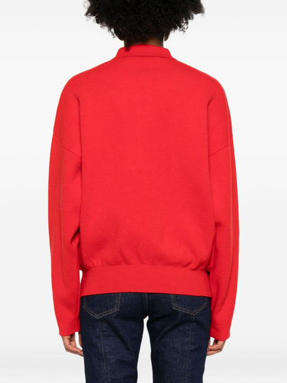 JACQUEMUS La Maille Vareuse Ribbed Long-Sleeve Polo Shirt Red Red