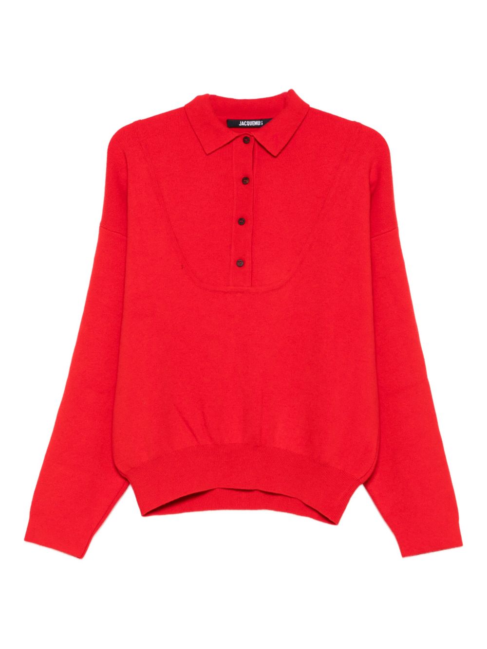 JACQUEMUS La Maille Vareuse Ribbed Long-Sleeve Polo Shirt Red Red