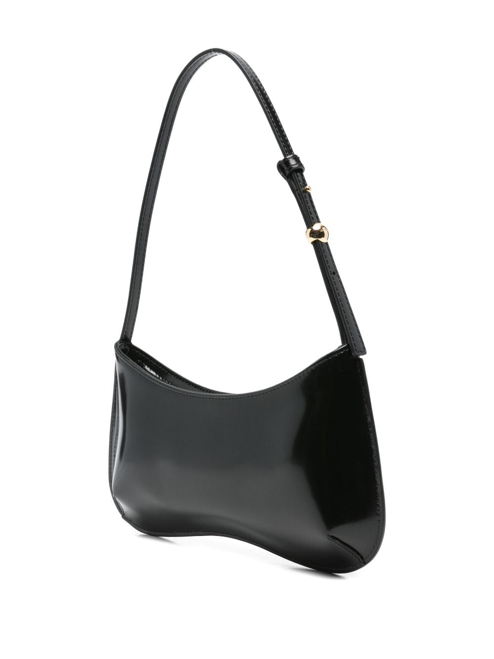 JACQUEMUS Le Bisou Curved Leather Shoulder Bag Black