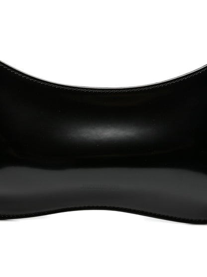 JACQUEMUS Le Bisou Curved Leather Shoulder Bag Black