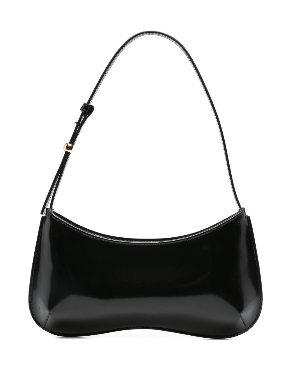 JACQUEMUS Le Bisou Curved Leather Shoulder Bag Black