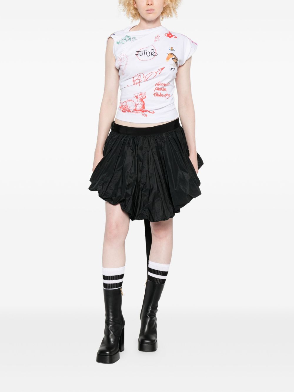 Dsquared2 Ruffled Tulle Tutu Skirt with Bow Black Black