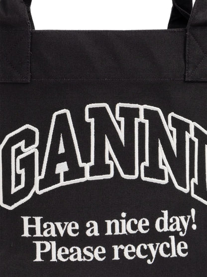 Ganni Recycled Cotton Large Tote Bag Grey