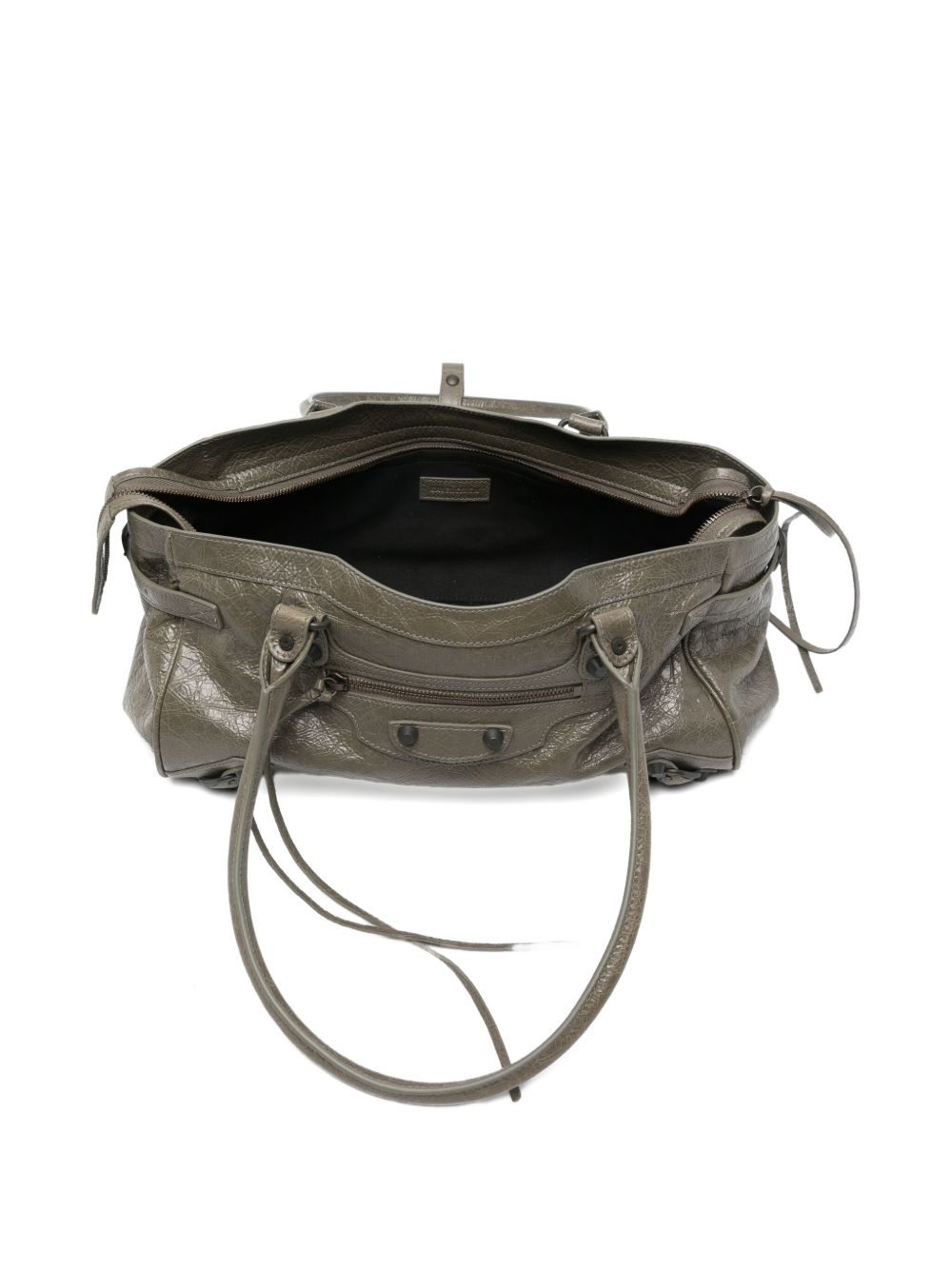 Balenciaga Le City East-West Leather Shoulder Bag Green