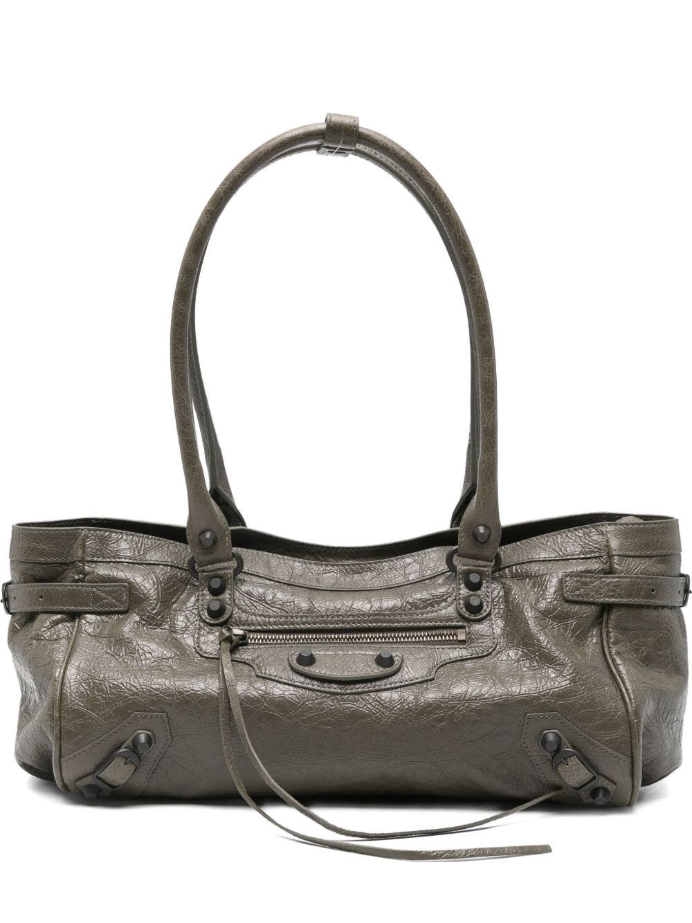 Balenciaga Le City East-West Leather Shoulder Bag Green
