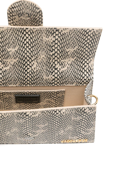 JACQUEMUS Le Grand Bambino beige snakeskin-effect handbag Beige