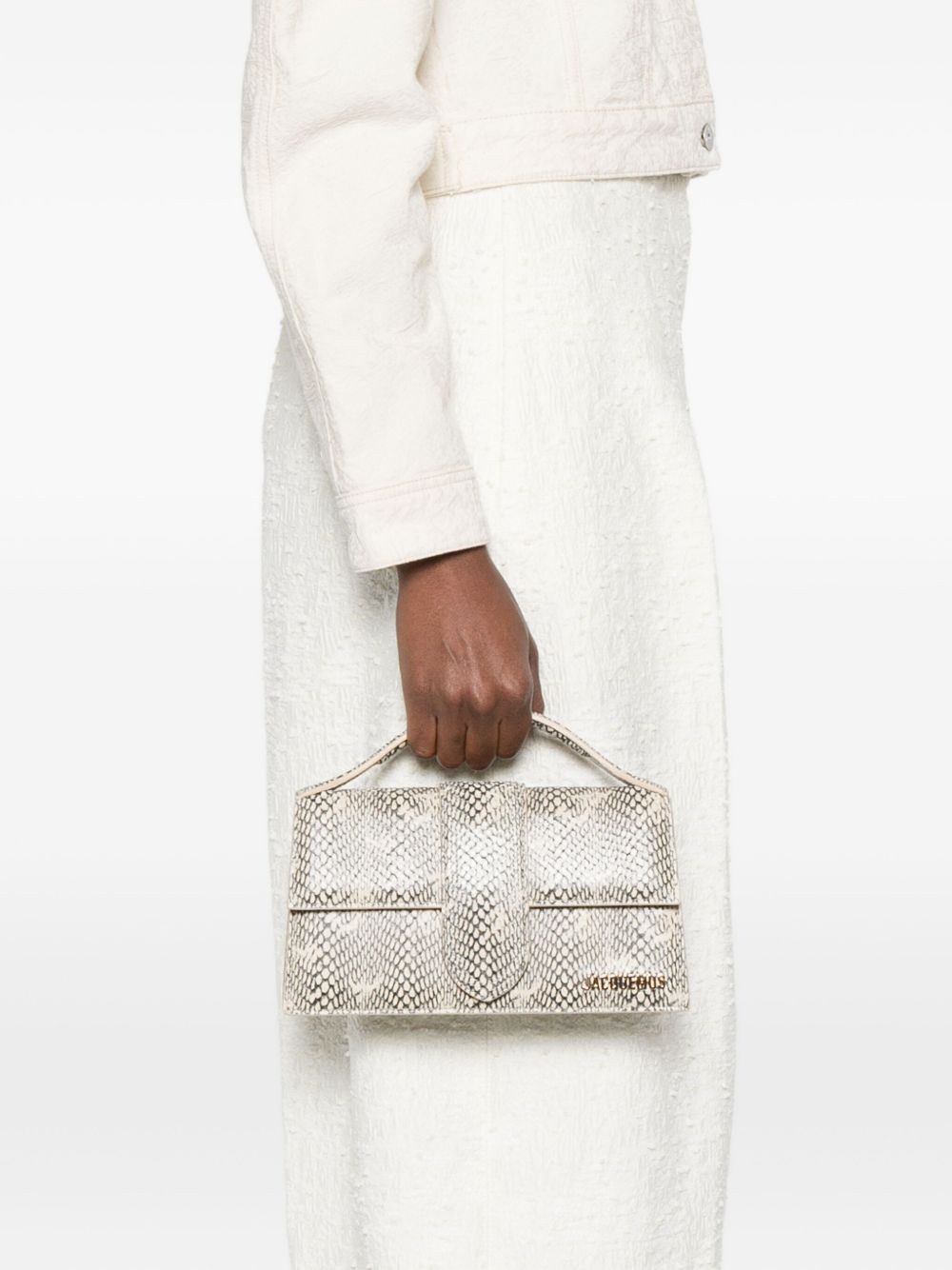 JACQUEMUS Le Grand Bambino beige snakeskin-effect handbag Beige