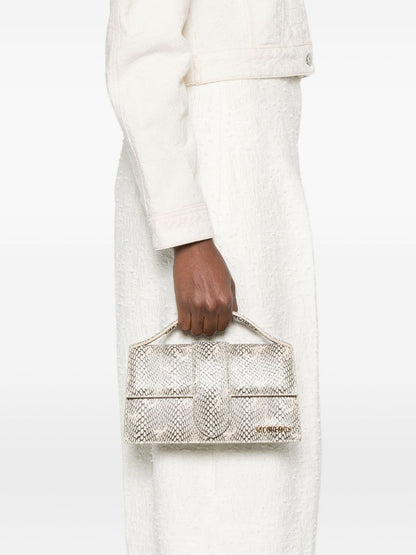 JACQUEMUS Le Grand Bambino beige snakeskin-effect handbag Beige