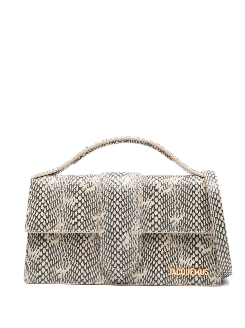 JACQUEMUS Le Grand Bambino beige snakeskin-effect handbag Beige