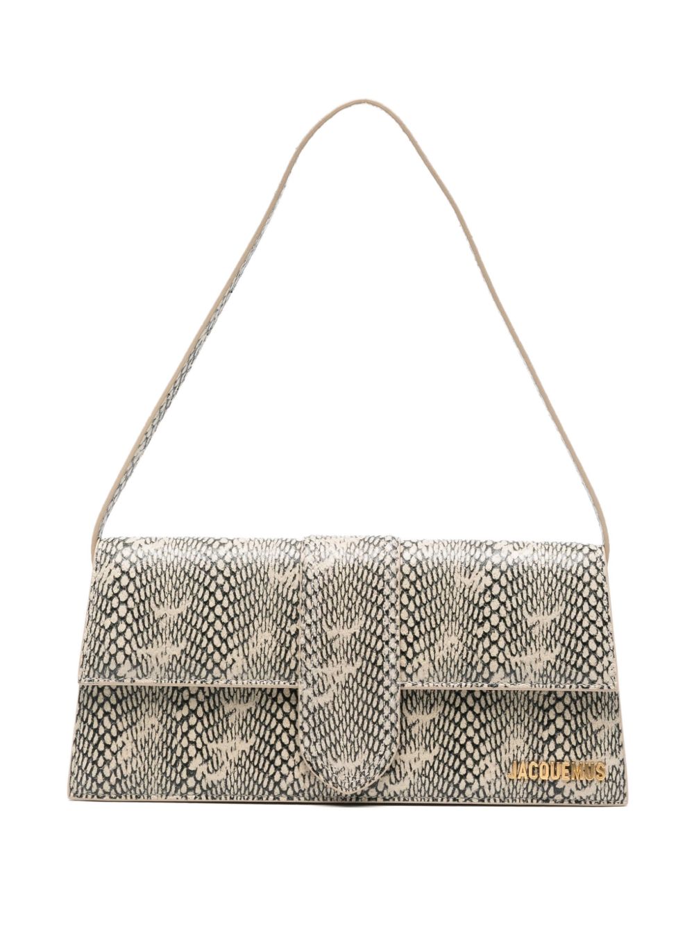 JACQUEMUS Le Bambino Long Snakeskin-Print Shoulder Bag Beige