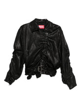 Diesel Ruched Lambskin Leather Jacket Black Black