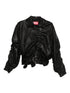 Diesel Ruched Lambskin Leather Jacket Black Black