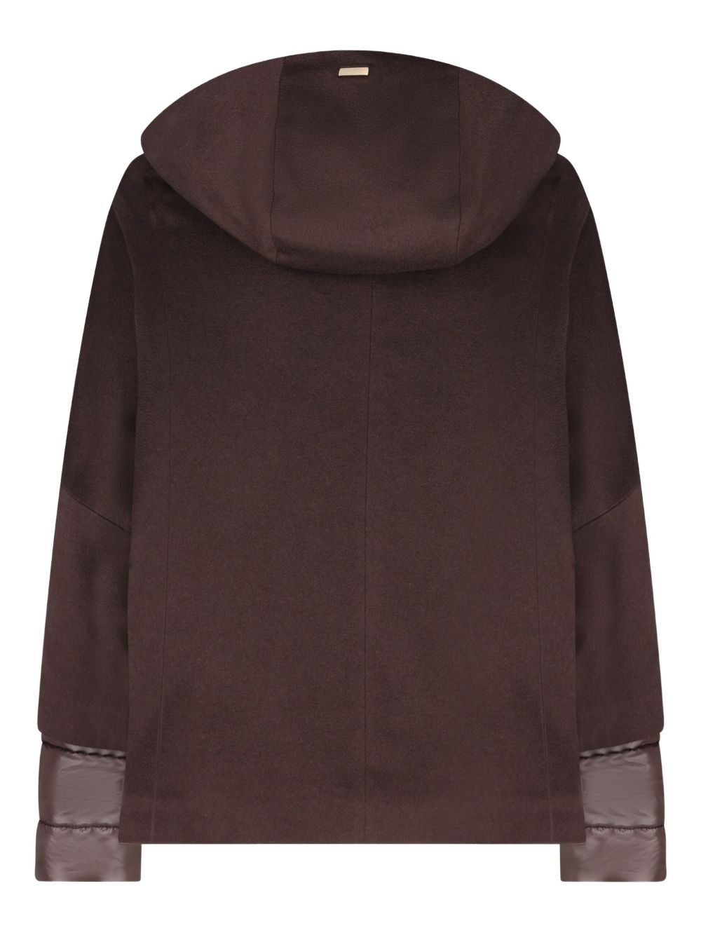 Herno Cashmere Hooded Quilted Cape Jacket Brown
