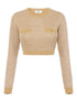 Elisabetta Franchi Sequin-Embellished Cropped Wool Sweater Beige