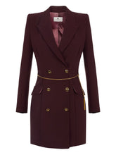 Elisabetta Franchi Double-Breasted Chain-Belt Crepe Dress Bordeaux