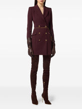 Elisabetta Franchi Double-Breasted Chain-Belt Crepe Dress Bordeaux