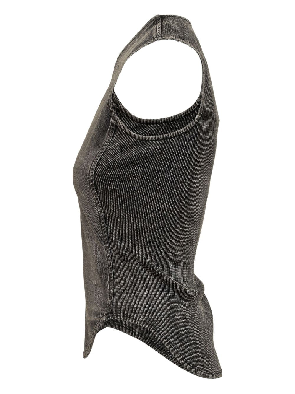 Diesel Ribbed V-Neck Sleeveless Top Black
