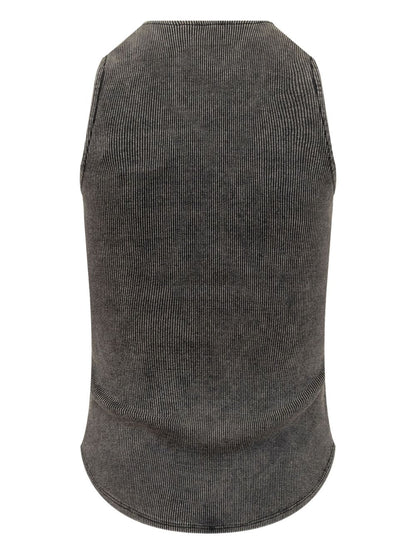 Diesel Ribbed V-Neck Sleeveless Top Black