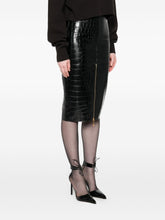 Elisabetta Franchi Crocodile-Effect Zip-Detail Black Skirt Black