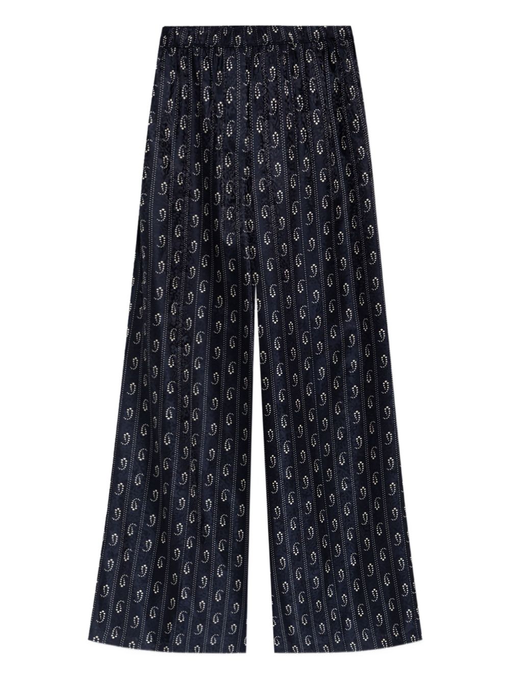 Tory Burch Paisley-Print Straight-Leg Trousers Blue
