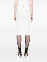Elisabetta Franchi Knitted Midi Skirt with Chain Belt Ivory