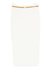 Elisabetta Franchi Knitted Midi Skirt with Chain Belt Ivory