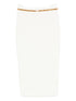 Elisabetta Franchi Knitted Midi Skirt with Chain Belt Ivory