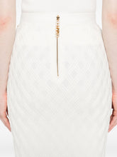 Elisabetta Franchi Knitted Midi Skirt with Chain Belt Ivory