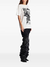 Balmain Leopard-Print Organic Cotton T-Shirt White