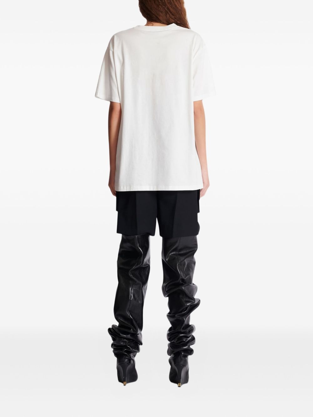 Balmain Leopard-Print Organic Cotton T-Shirt White