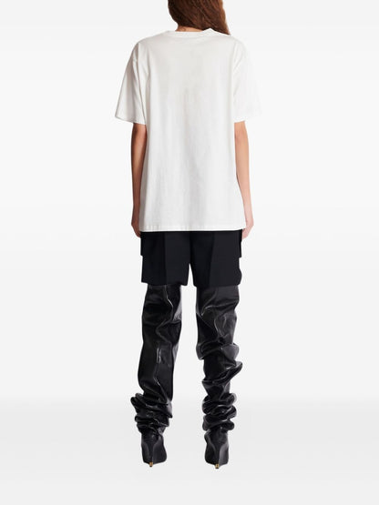 Balmain Leopard-Print Organic Cotton T-Shirt White