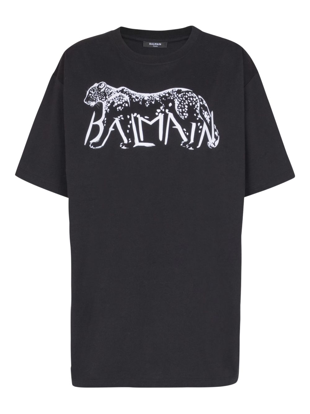 Balmain Leopard-Print Organic Cotton T-Shirt Black