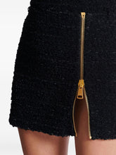 Balmain Tweed Side-Zip Mini Skirt Black Black