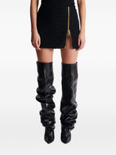 Balmain Tweed Side-Zip Mini Skirt Black Black