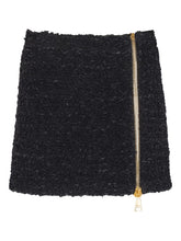 Balmain Tweed Side-Zip Mini Skirt Black Black