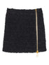 Balmain Tweed Side-Zip Mini Skirt Black Black